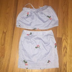 2 piece outfit. shirt (top) skirt (bottom)